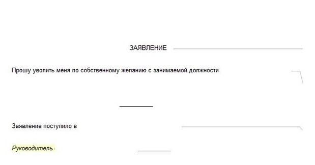 Образец заполнения об увольнении по собственному желанию