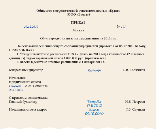 Утверждение расписания. Приказ по утверждению штатного расписания образец. Форма приказа о штатном расписании. Приказ на первое штатное расписание. Приказ об утверждении штатного расписания образец.