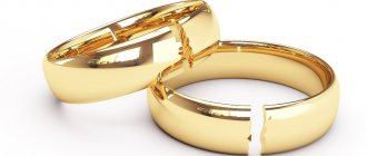 Разбитые обручальные кольца - символизируют развод