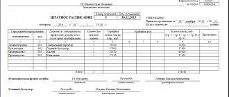 Staffing table: example of filling