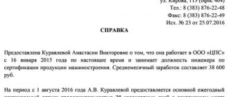 Образец справки об отпуске